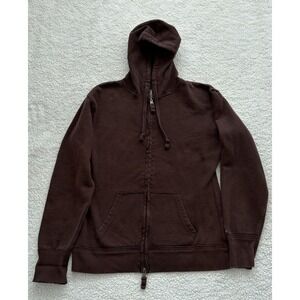 Vintage Y2K Russell Athletic Full Zip Hoodie Sweatshirt Distressed Brown Size L